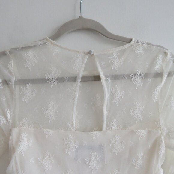 BHLDN Bailee White Lace Ruched Stretch Bodycon Dress Romantic Wedding Size S - Picture 12 of 14